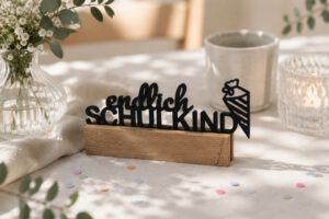 Schulkind Schriftzug mit Holzständer (3D Druck)