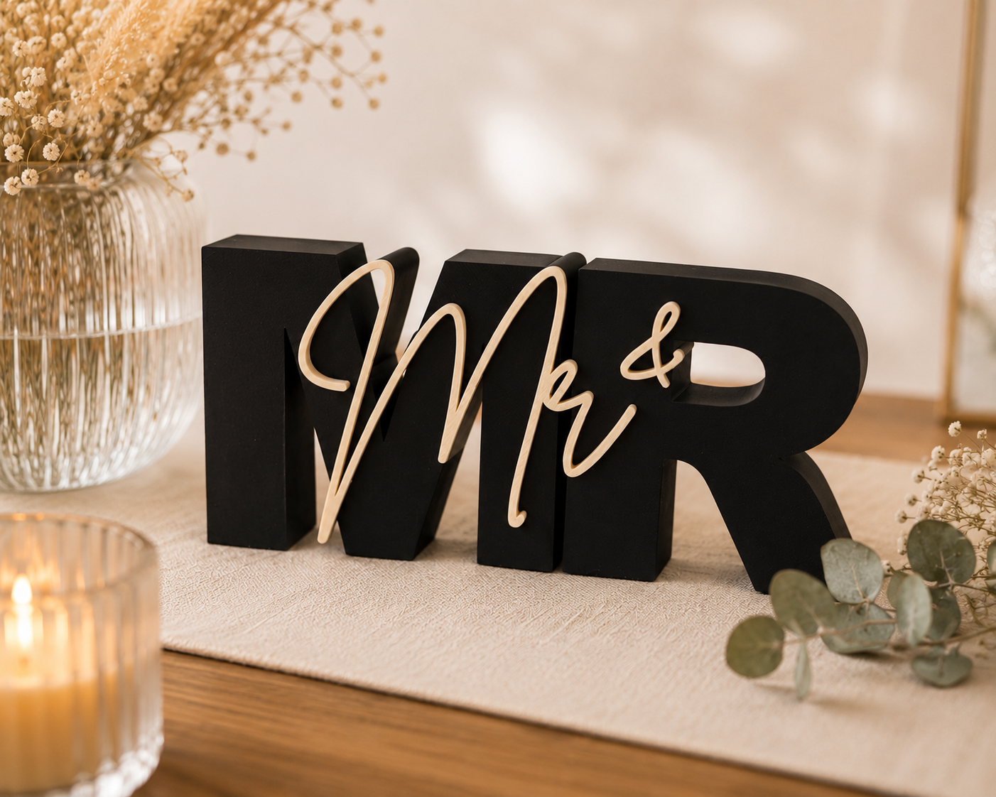 Mr & Mr Schriftzug als Hochzeitsgeschenk