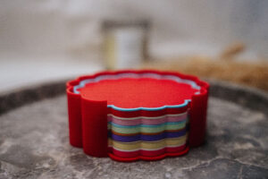 Moderne Untersetzer als Blume aus dem 3D Drucker