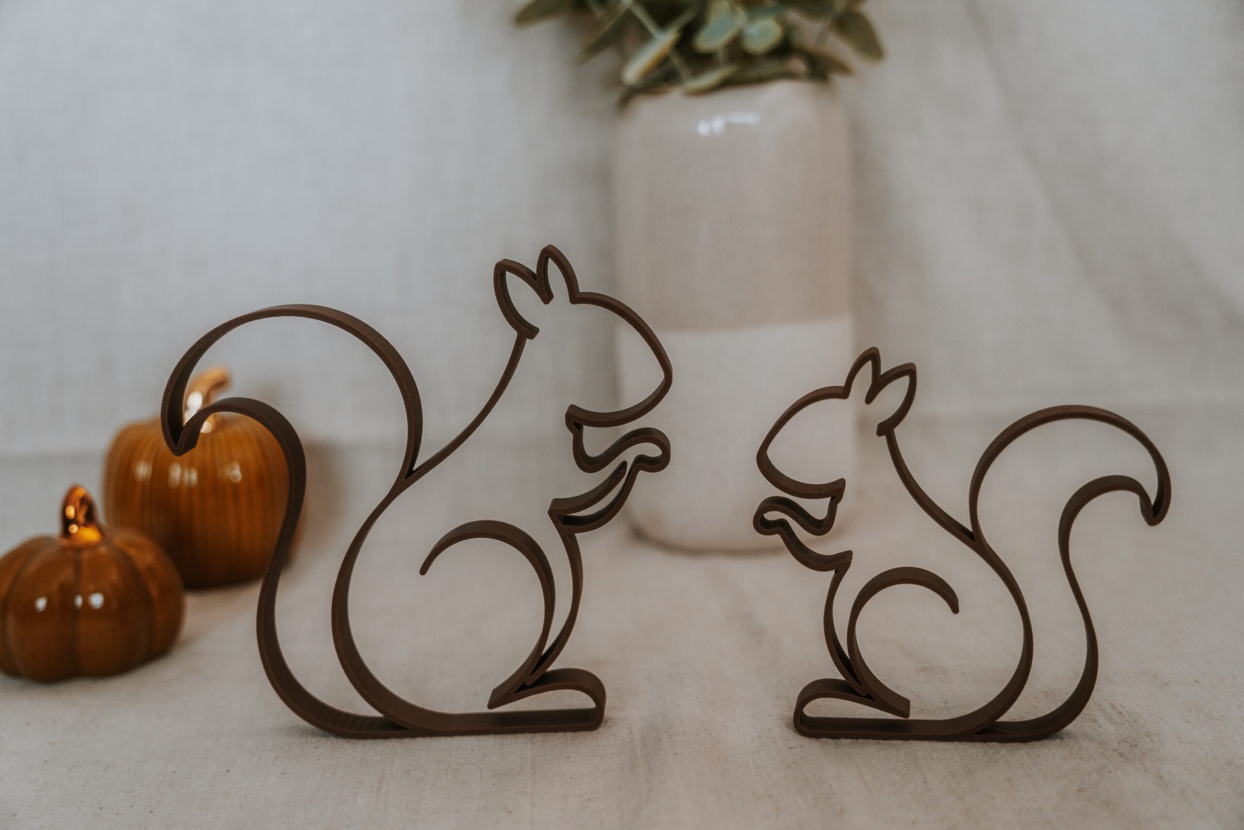 Eichhörnchen Deko „Nussfreunde“ – 3D gedruckte Herbstdeko